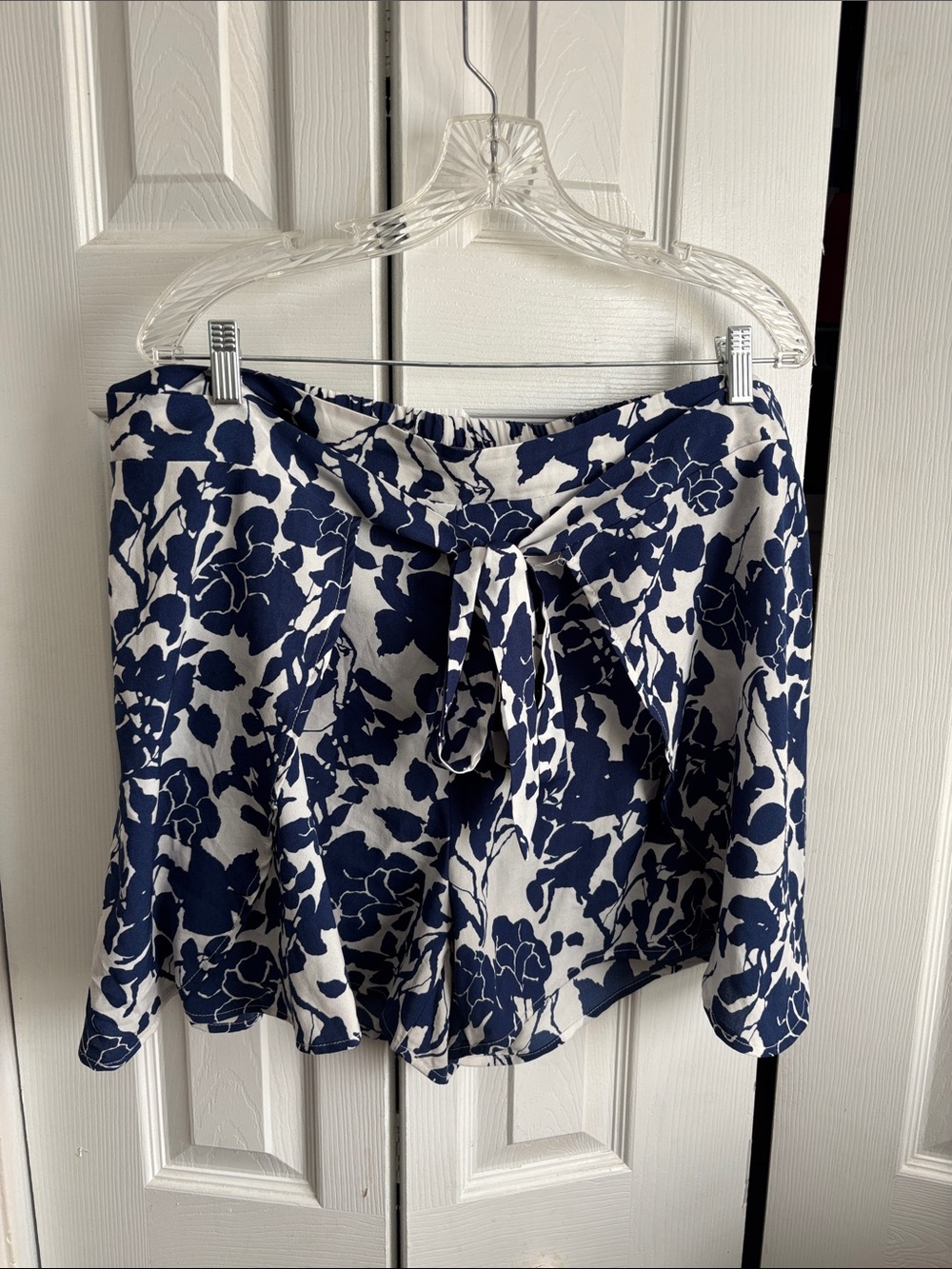 Navy Floral Tie-Front Shorts